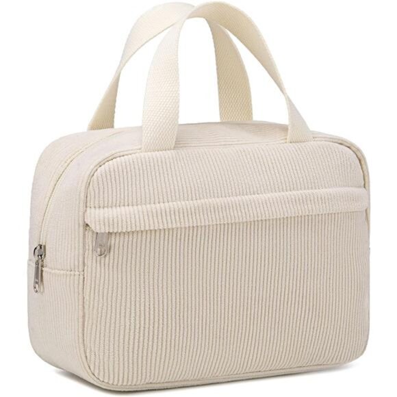 Makeup Bag for Women Girls Cute Corduroy Travel Cosmetic Tote Make Up Organizer - Picture 1 of 7